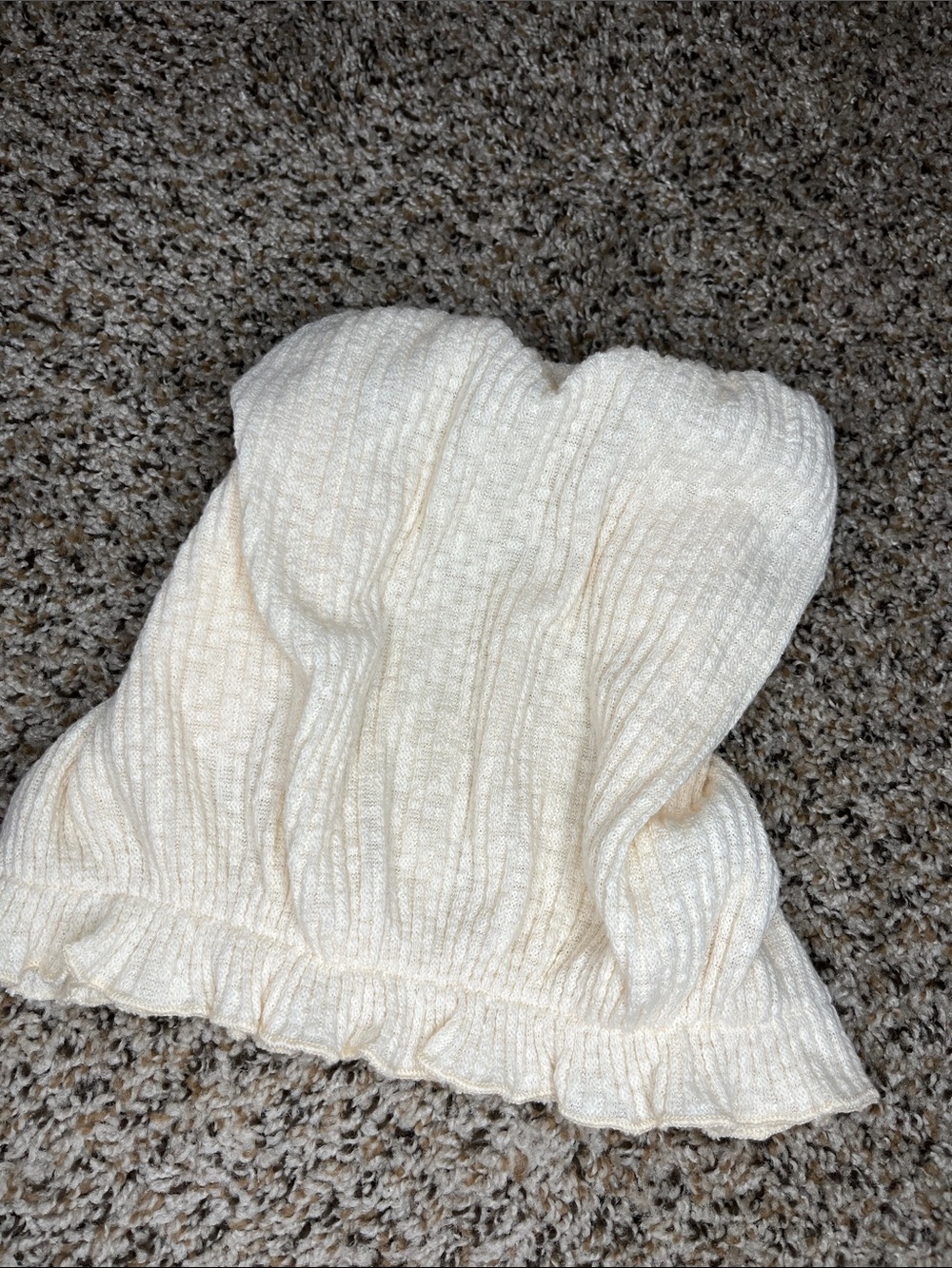 Cream Ribbed Strapless Tube Top